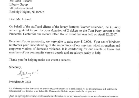 Thank you from Jersey Battered Women’s Service