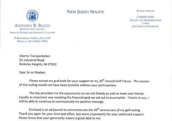 Thank you from the New Jersey Senate
